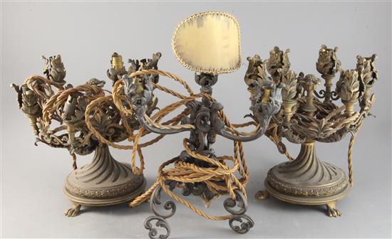 A pair of late Victorian ormolu 6-branch table lamps H.9in.